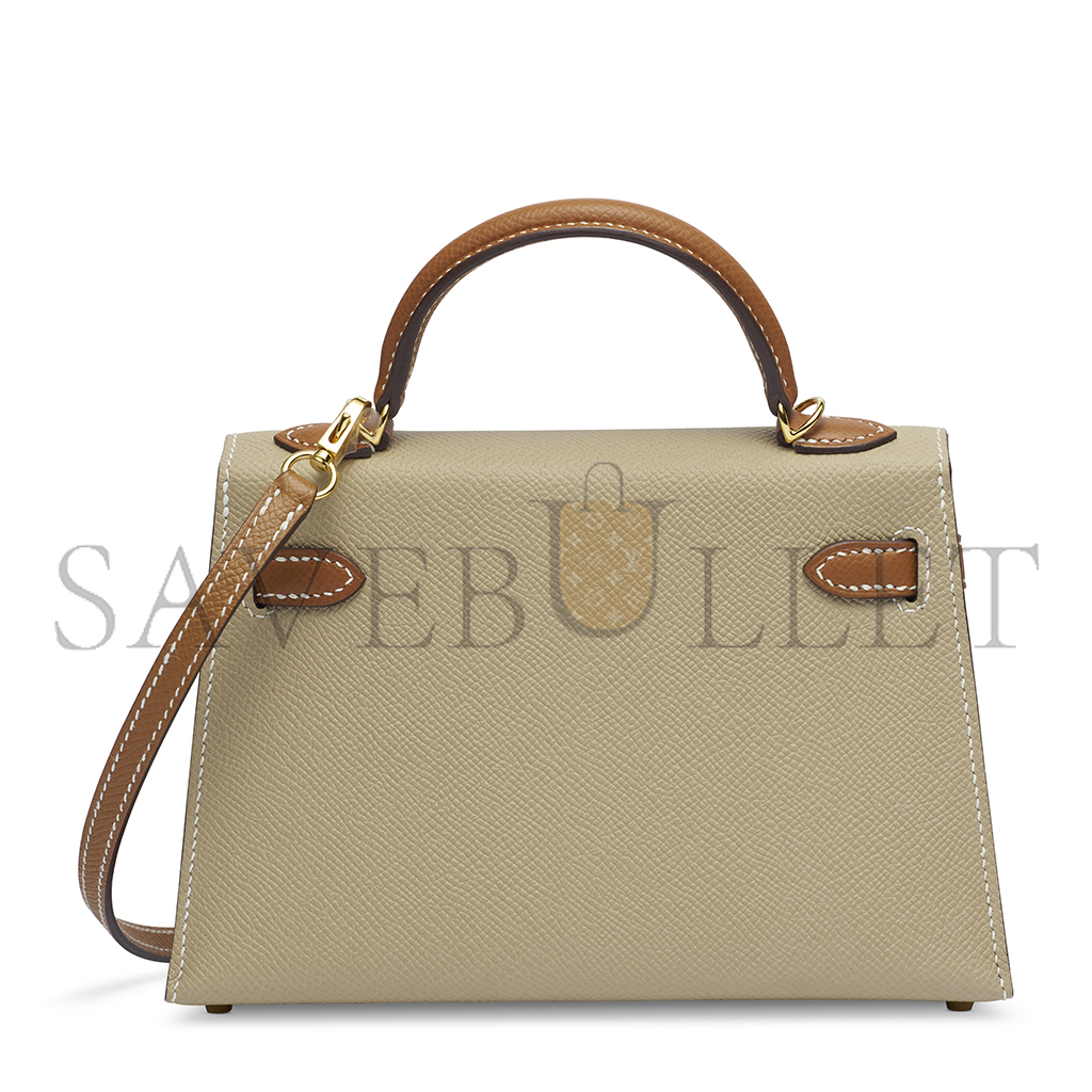 HERMÈS TRENCH & GOLD EPSOM LEATHER MINI KELLY II WITH GOLD HARDWARE (19*12*5.5cm)
